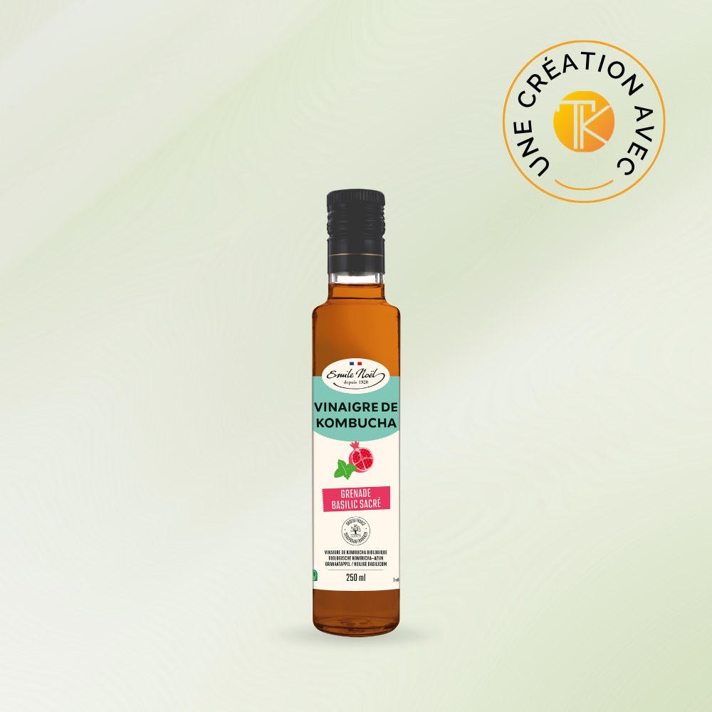 Vinaigre de Kombucha Grenade Basilic Sacré