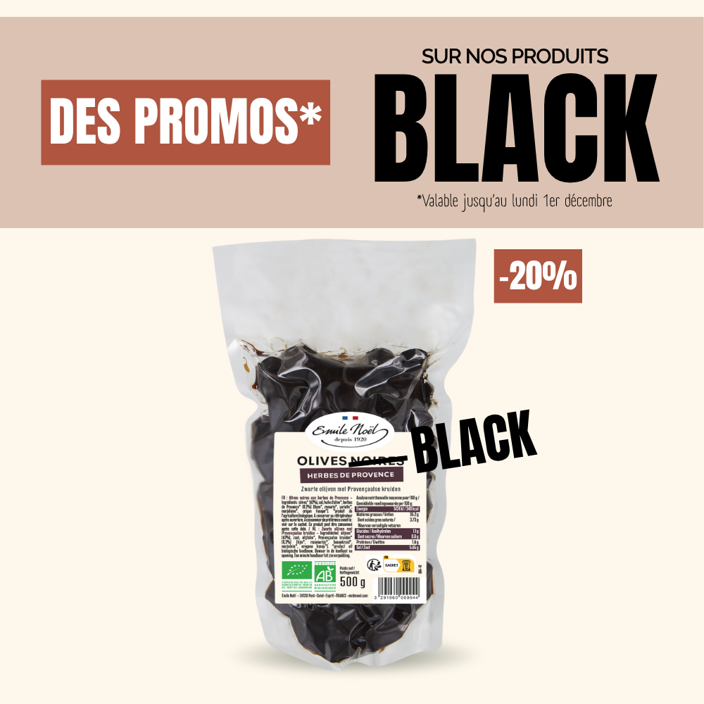 Olives noires aux Herbes de Provence Bio