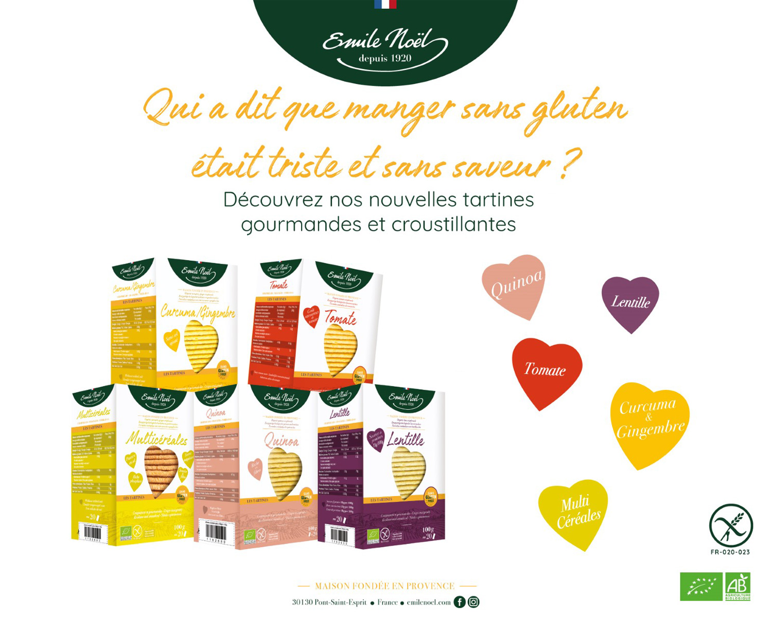 actualité nouveauté tartines sans gluten Emile Noël