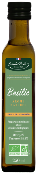 Huile vierge bio aromatisée basilic Emile Noël