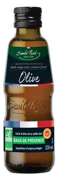 huile vierge bio d'olive baux de Provence Emile Noël