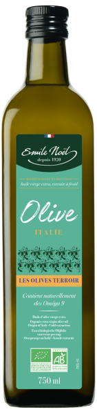 Huile vierge bio d'olive Italie terroir Emile Noël